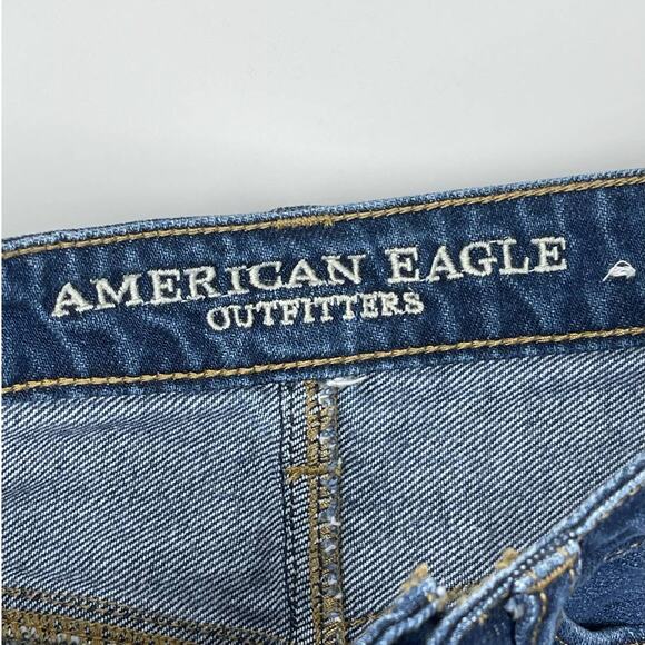 American Eagle Raw Hem Denim Mini Skirt Women's Size 00 Blue Distressed - Picture 3 of 4
